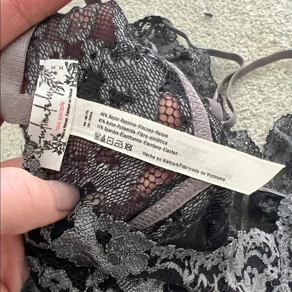 Free people Intimately Anthropologie Lace Halter Bodysuit in Black and Gray M - Picture 4 of 6